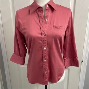Banana Republic Rose Pink 3/4 Sleeve Fitted Button Down Shirt Size M